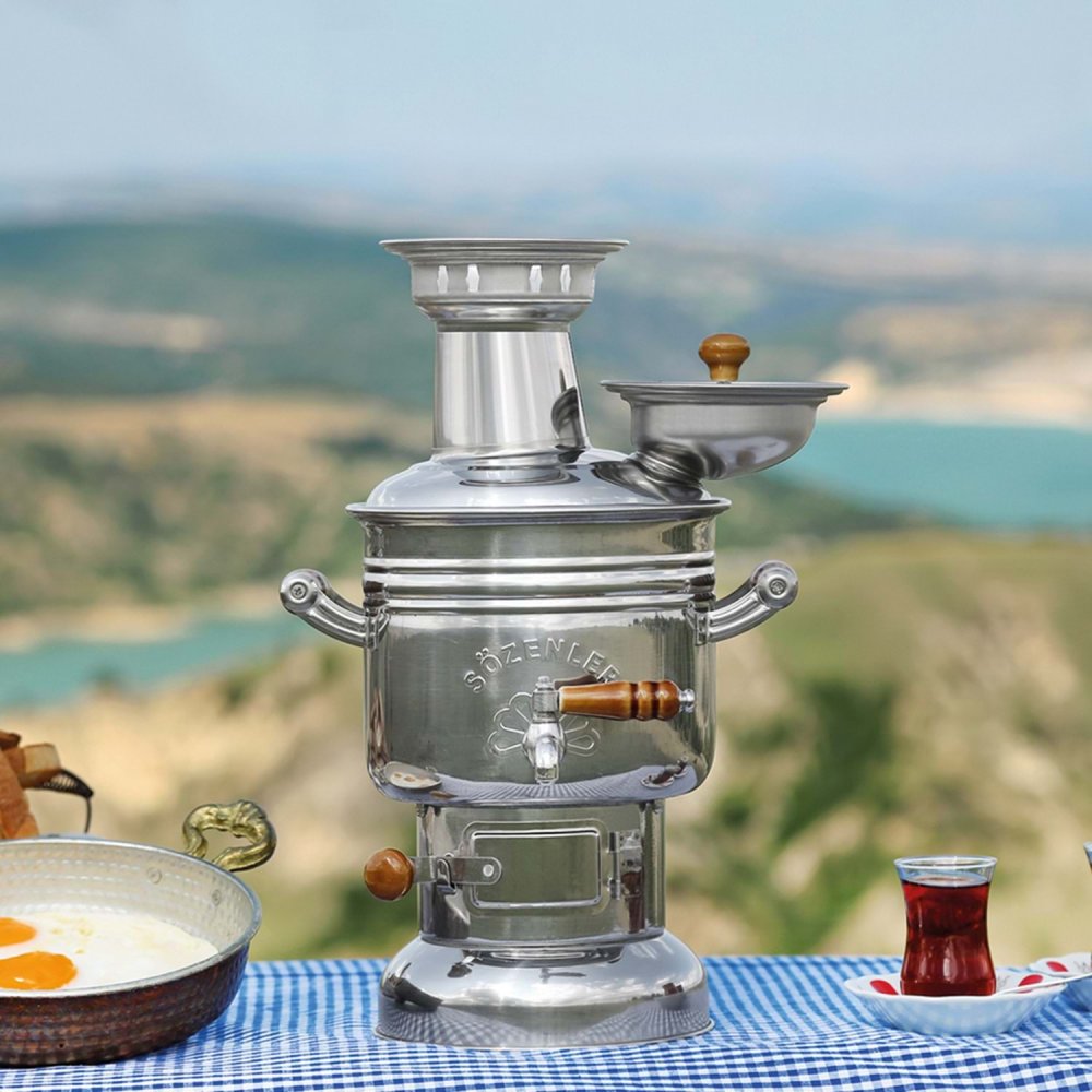Harsal Tarım - KS10 (2,5 LT) KROM KÖMÜRLÜ SEMAVER (PORSELEN KULP)